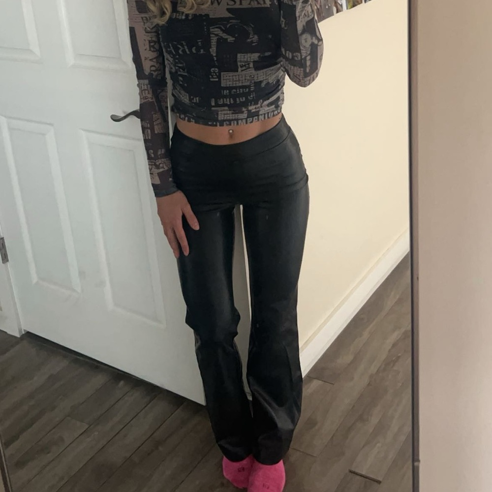 Babaton Black Leather Look Pants